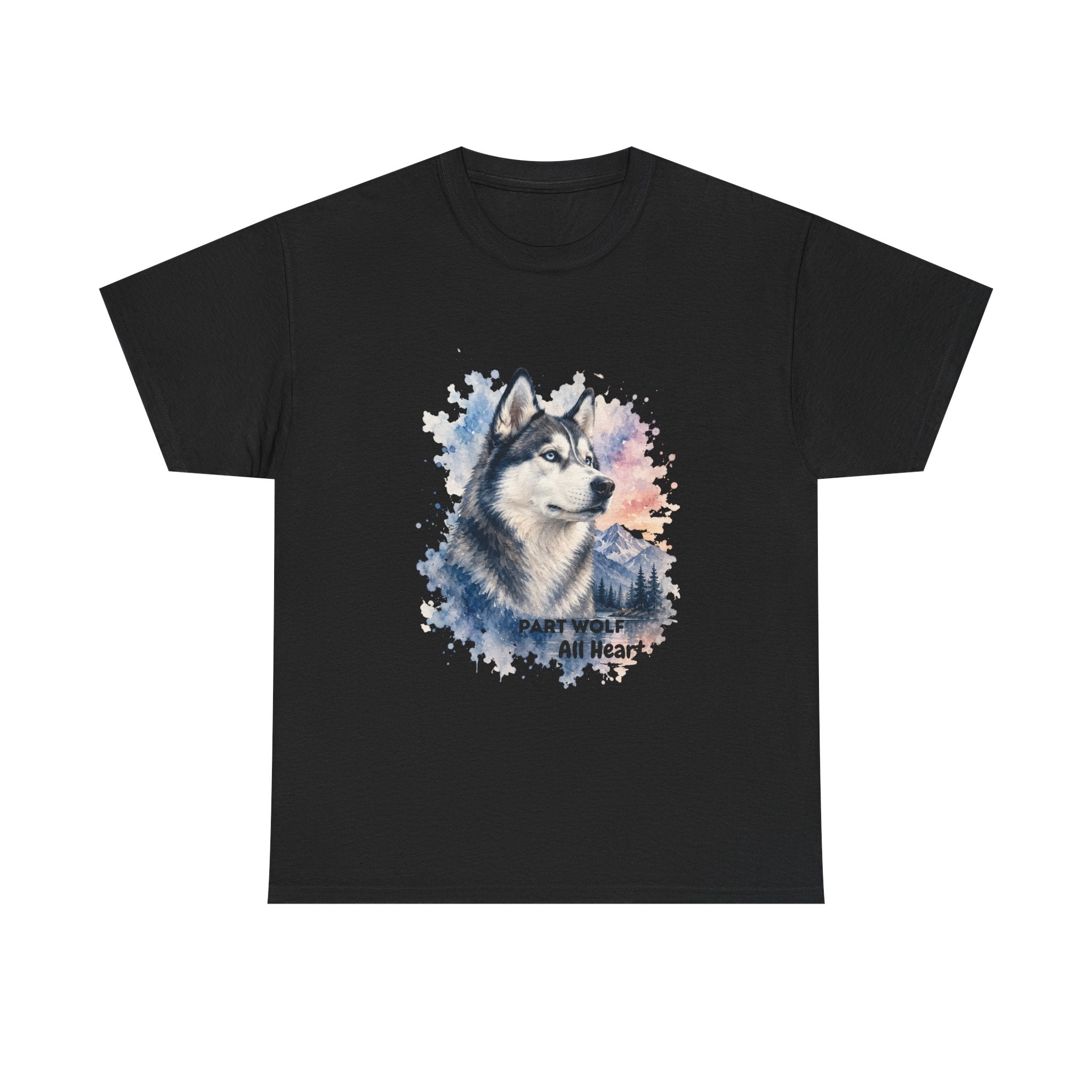 Husky Watercolor T-Shirt — "Part Wolf, All Heart"
