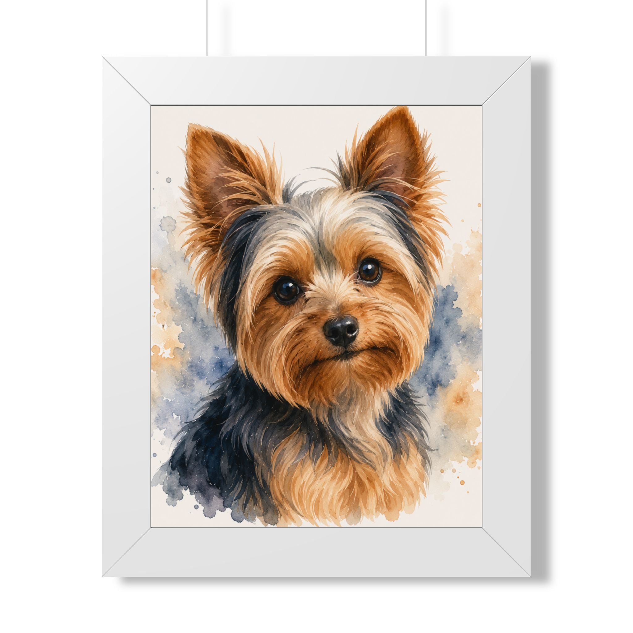 Yorkshire Terrier Watercolor Framed Poster — Cute Yorkie Wall Art