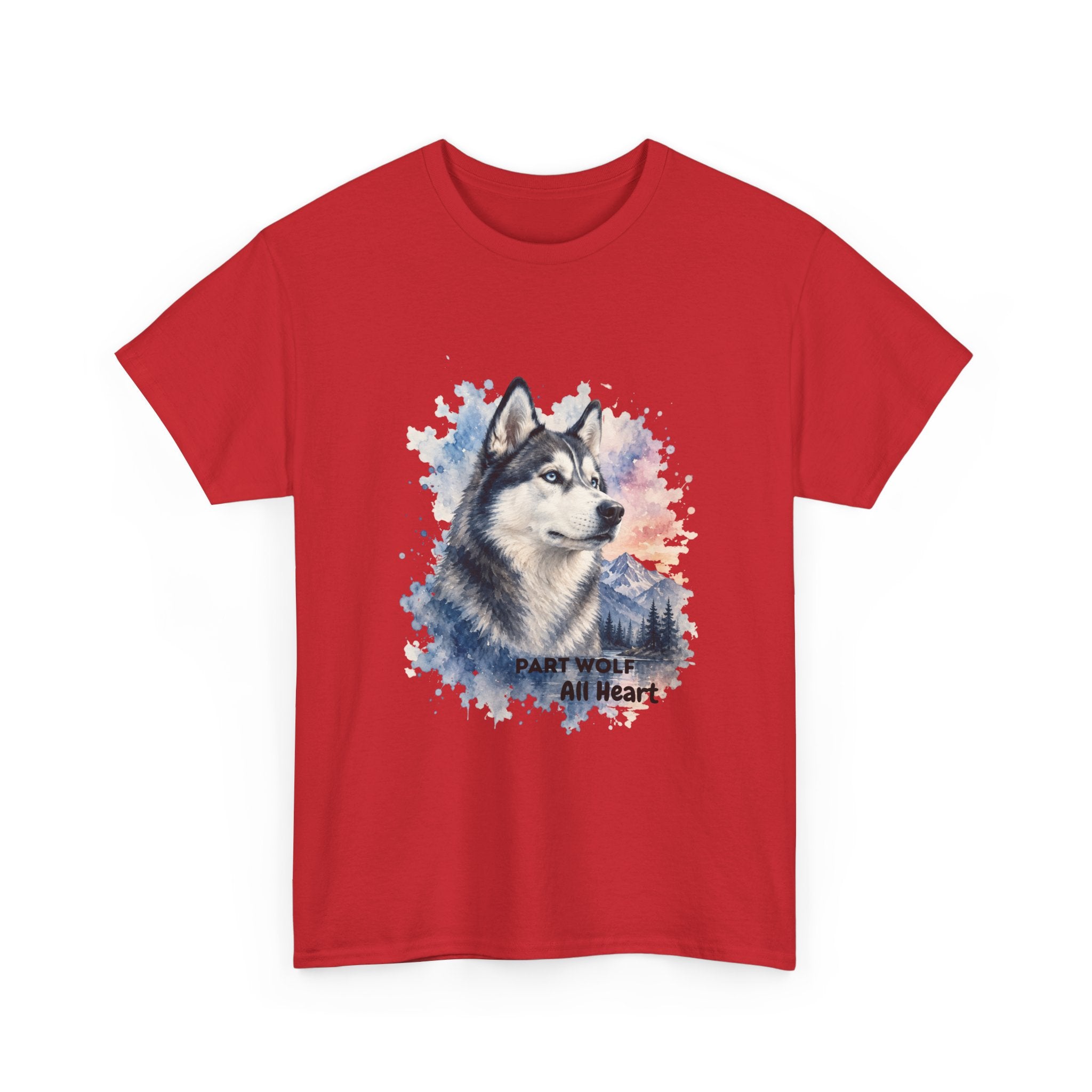Husky Watercolor T-Shirt — "Part Wolf, All Heart"