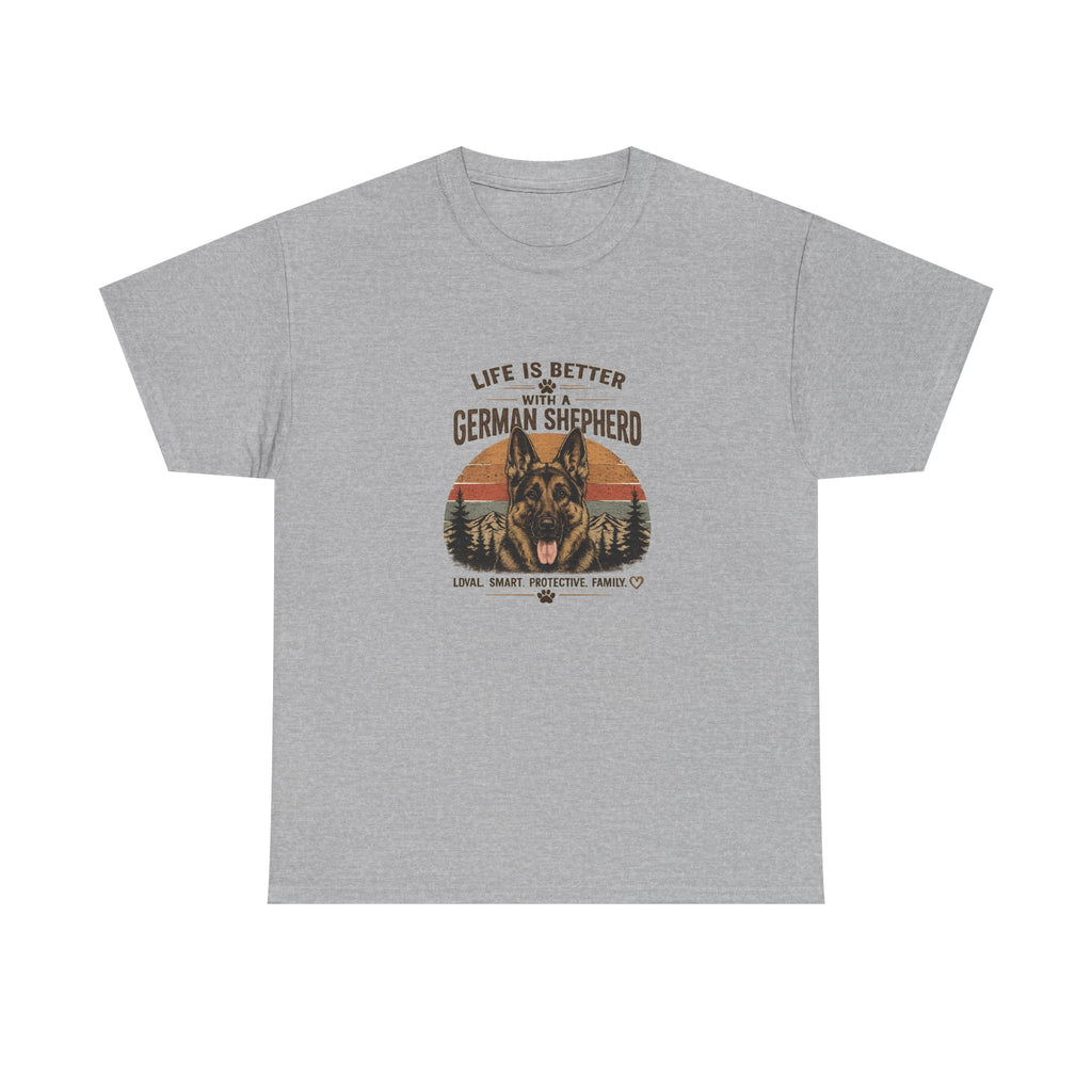 German Shepherd T-Shirt — "Life Is Better With A German Shepherd" Retro Dog Lover Tee