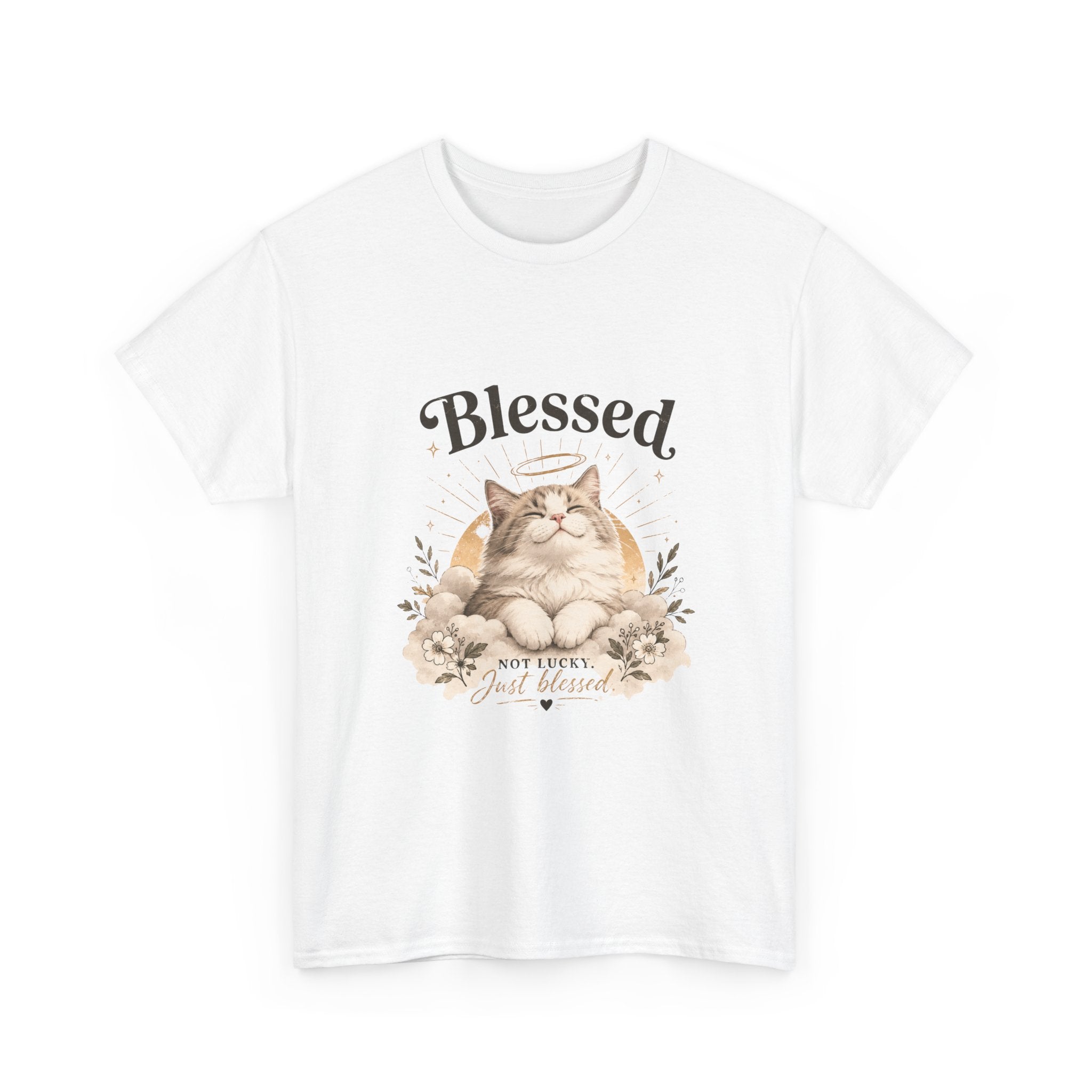 Blessed Cat T-Shirt — Cute Floral "Blessed" Cat Tee for Cat Lovers