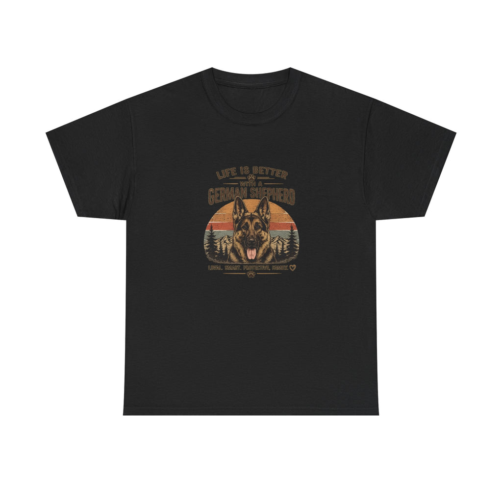 German Shepherd T-Shirt — "Life Is Better With A German Shepherd" Retro Dog Lover Tee