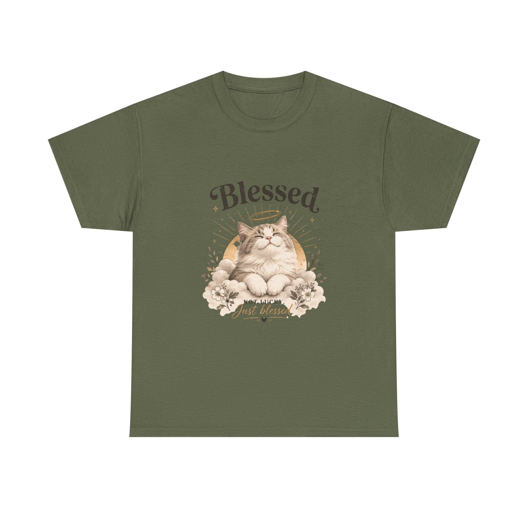Blessed Cat T-Shirt — Cute Floral "Blessed" Cat Tee for Cat Lovers