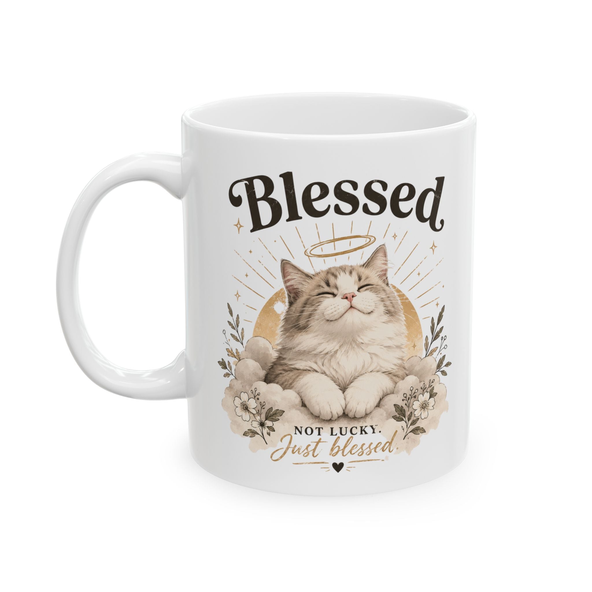 Blessed Floral Ceramic Mug — 11oz & 15oz Inspirational Coffee Cup