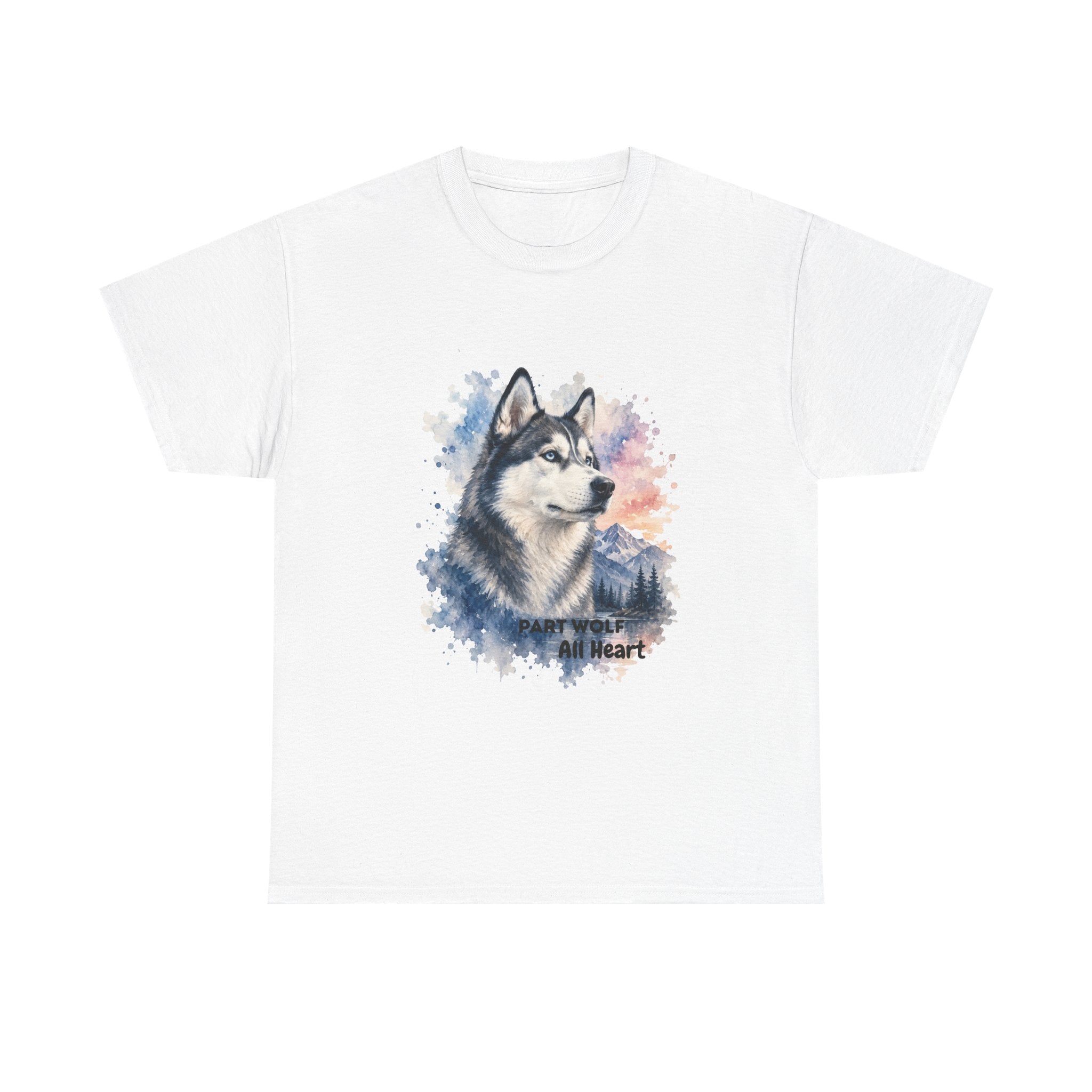 Husky Watercolor T-Shirt — "Part Wolf, All Heart"