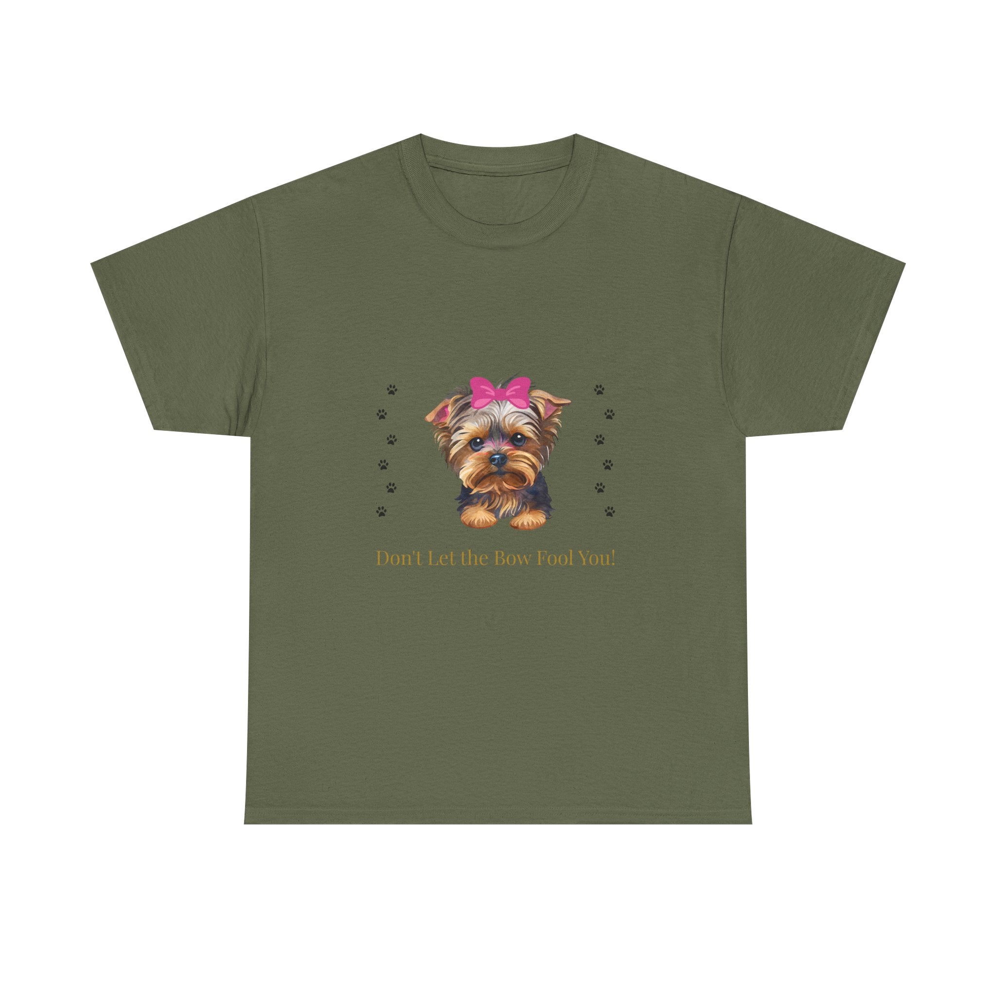 Yorkie Puppy Tee — "Don't let the bow fool you" Cute Dog Graphic T-Shirt