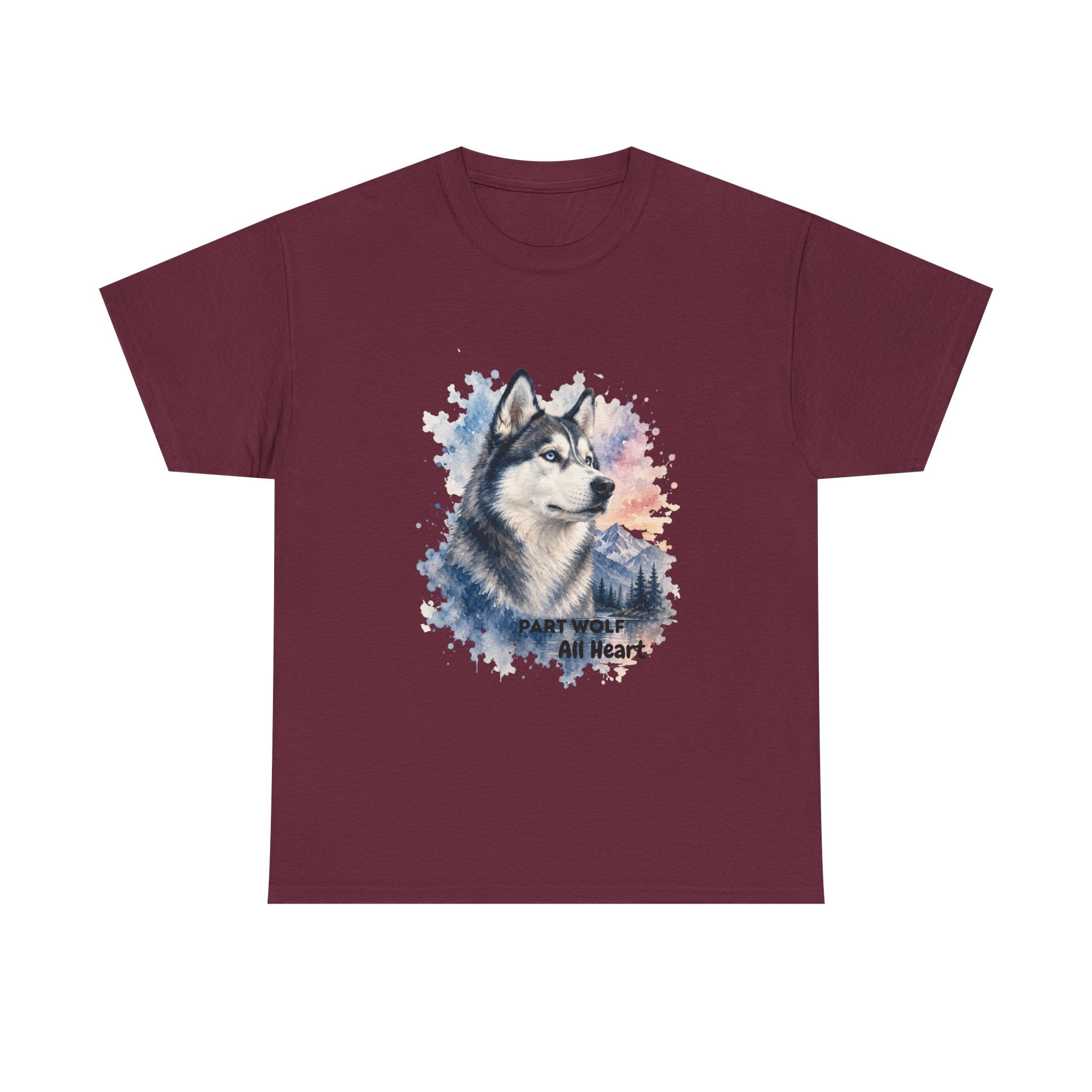 Husky Watercolor T-Shirt — "Part Wolf, All Heart"