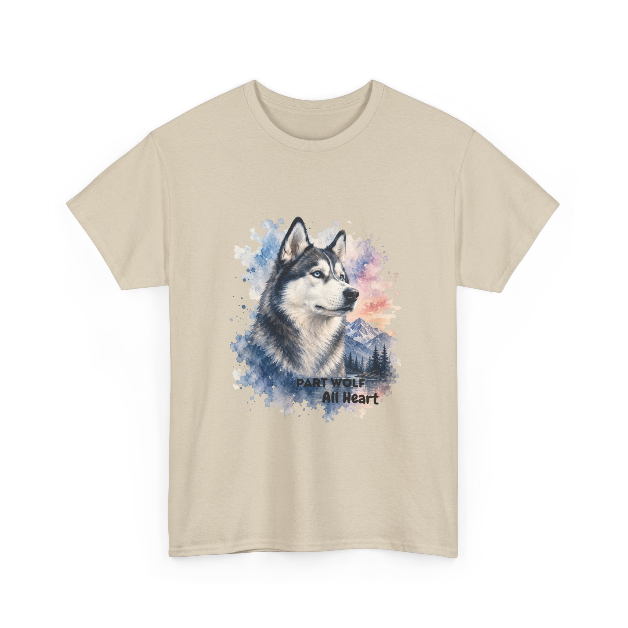 Husky Watercolor T-Shirt — "Part Wolf, All Heart"