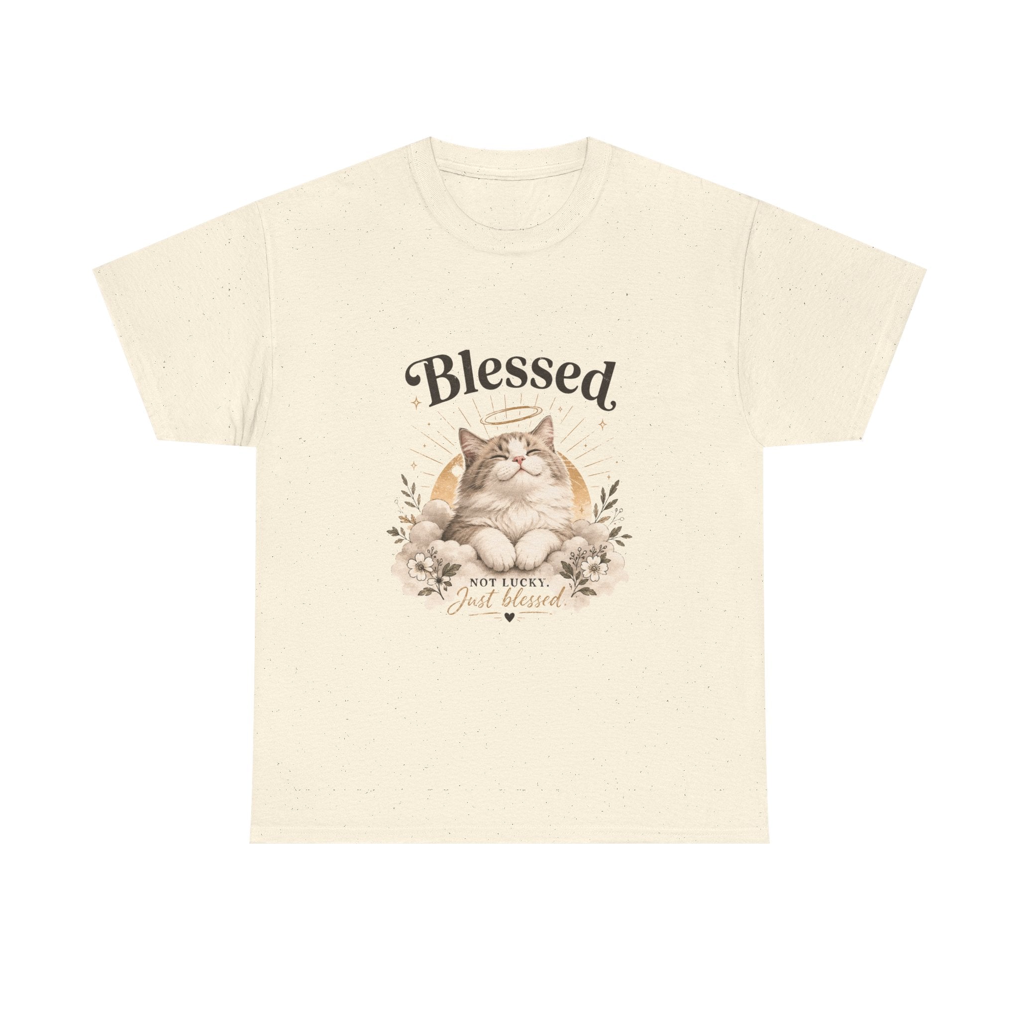 Blessed Cat T-Shirt — Cute Floral "Blessed" Cat Tee for Cat Lovers