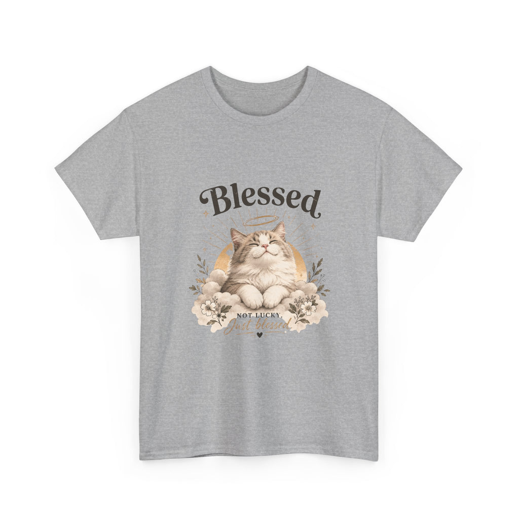 Blessed Cat T-Shirt — Cute Floral "Blessed" Cat Tee for Cat Lovers