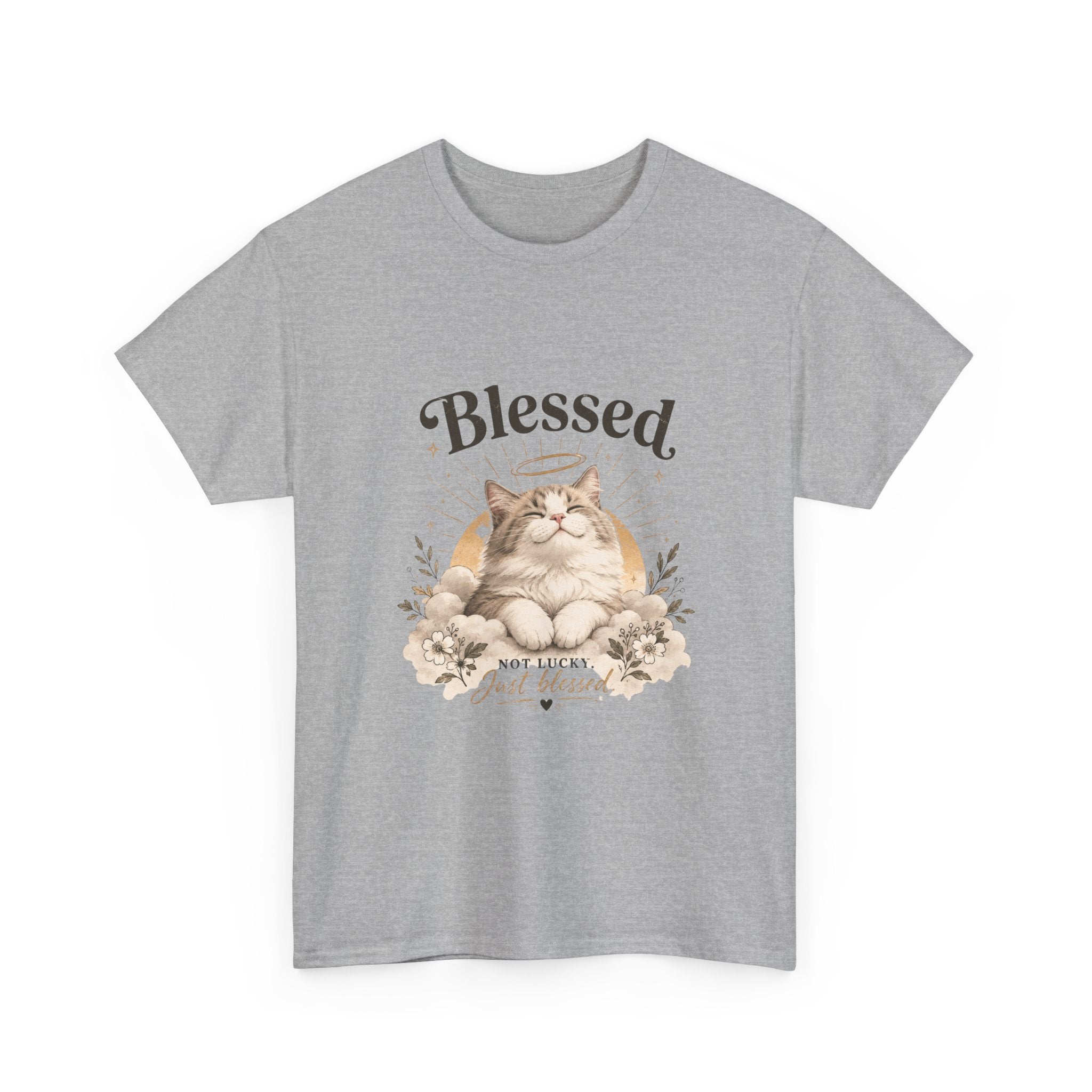 Blessed Cat T-Shirt — Cute Floral "Blessed" Cat Tee for Cat Lovers