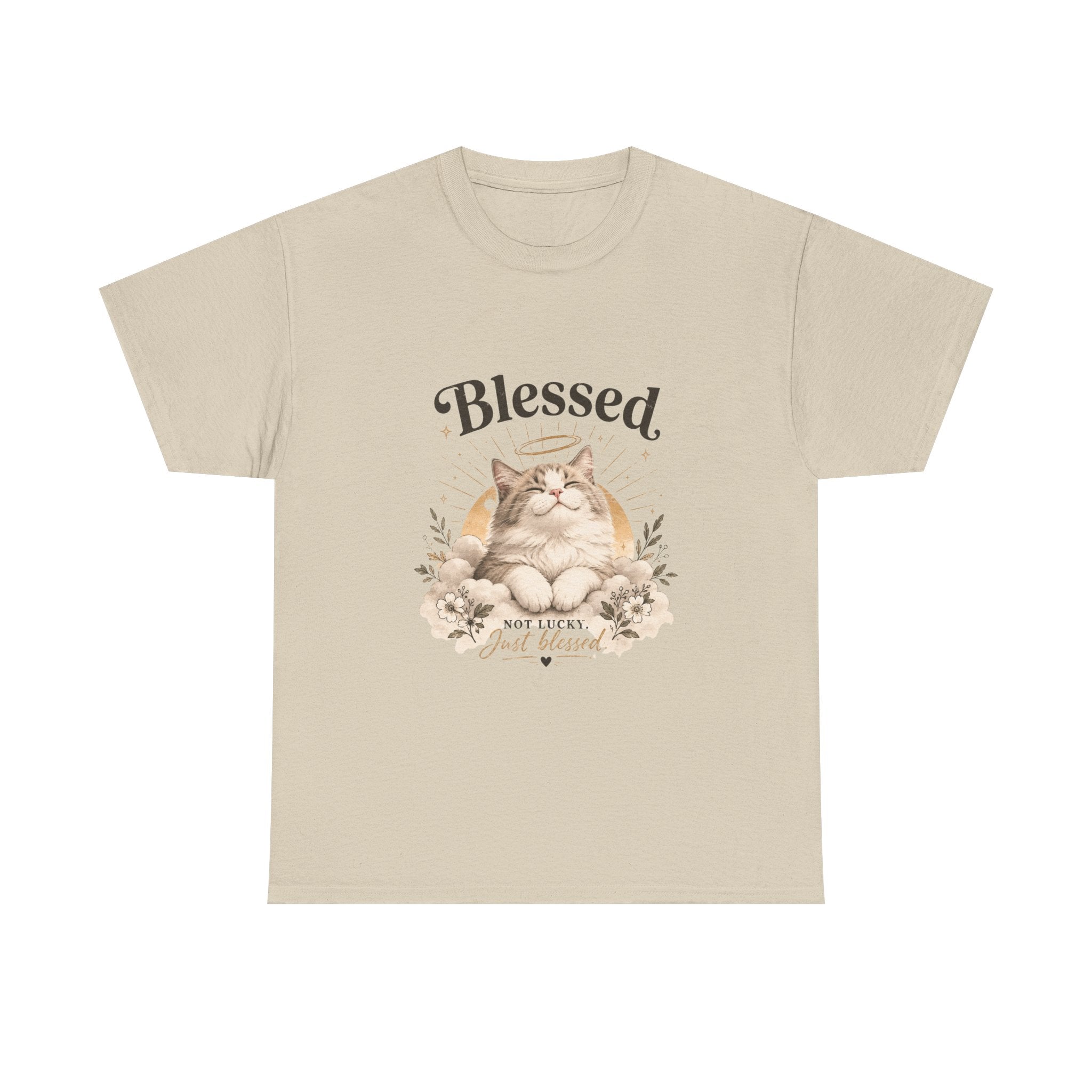 Blessed Cat T-Shirt — Cute Floral "Blessed" Cat Tee for Cat Lovers