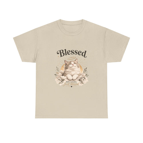 Blessed Cat T-Shirt — Cute Floral "Blessed" Cat Tee for Cat Lovers