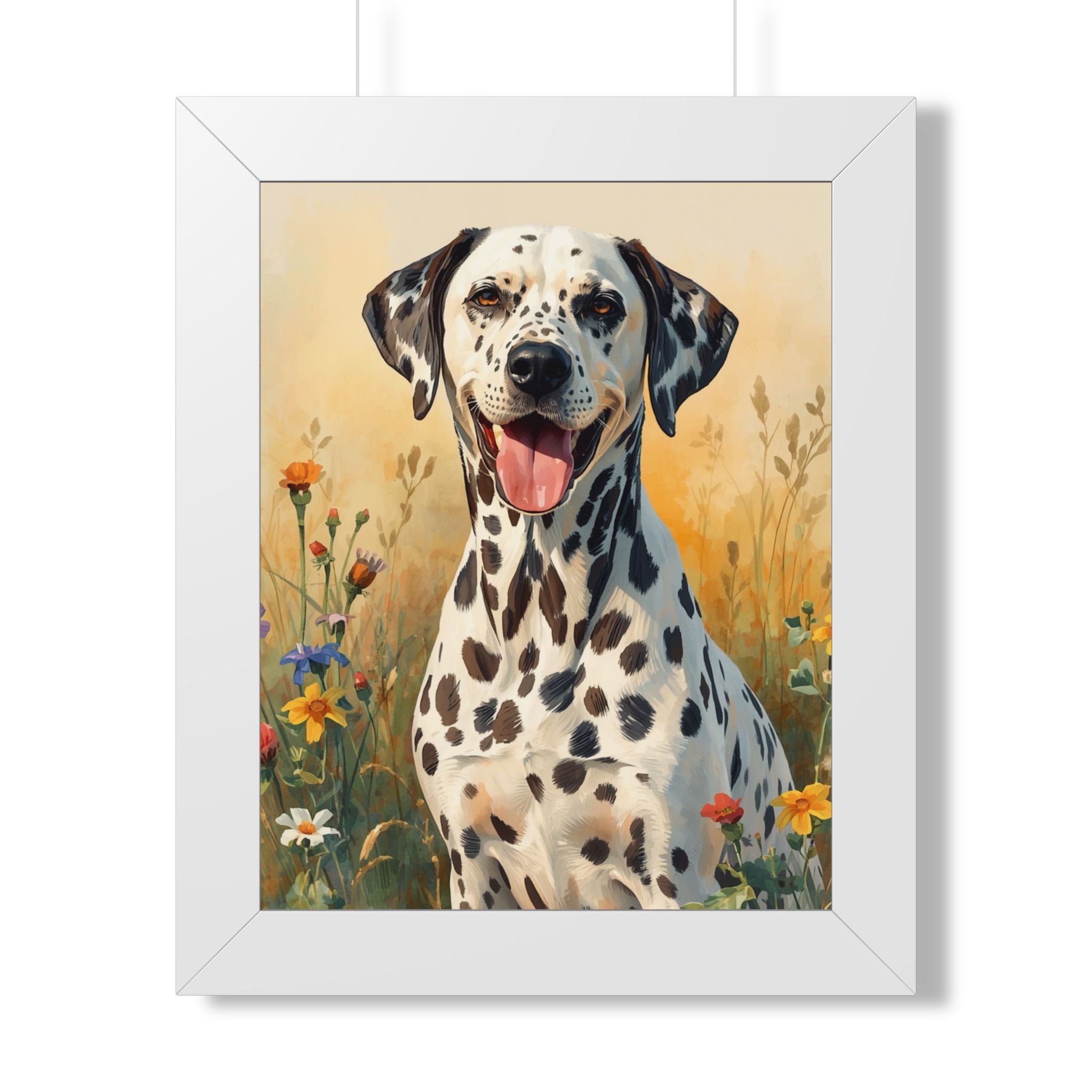Dalmatian Dog Framed Poster — Vertical Floral Portrait Wall Art
