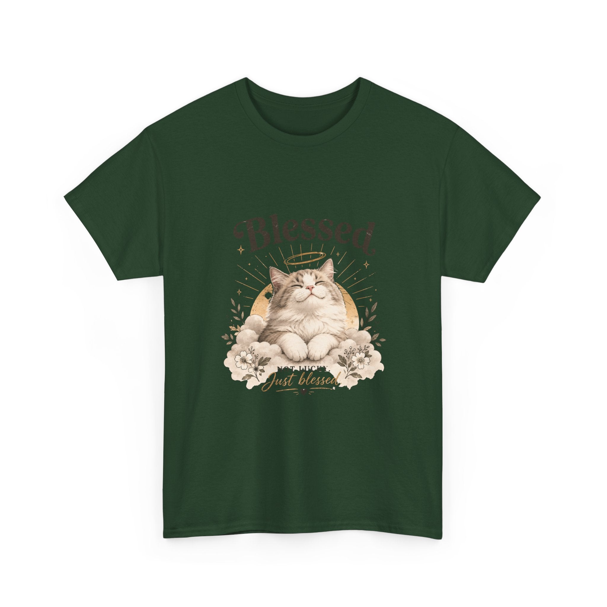 Blessed Cat T-Shirt — Cute Floral "Blessed" Cat Tee for Cat Lovers