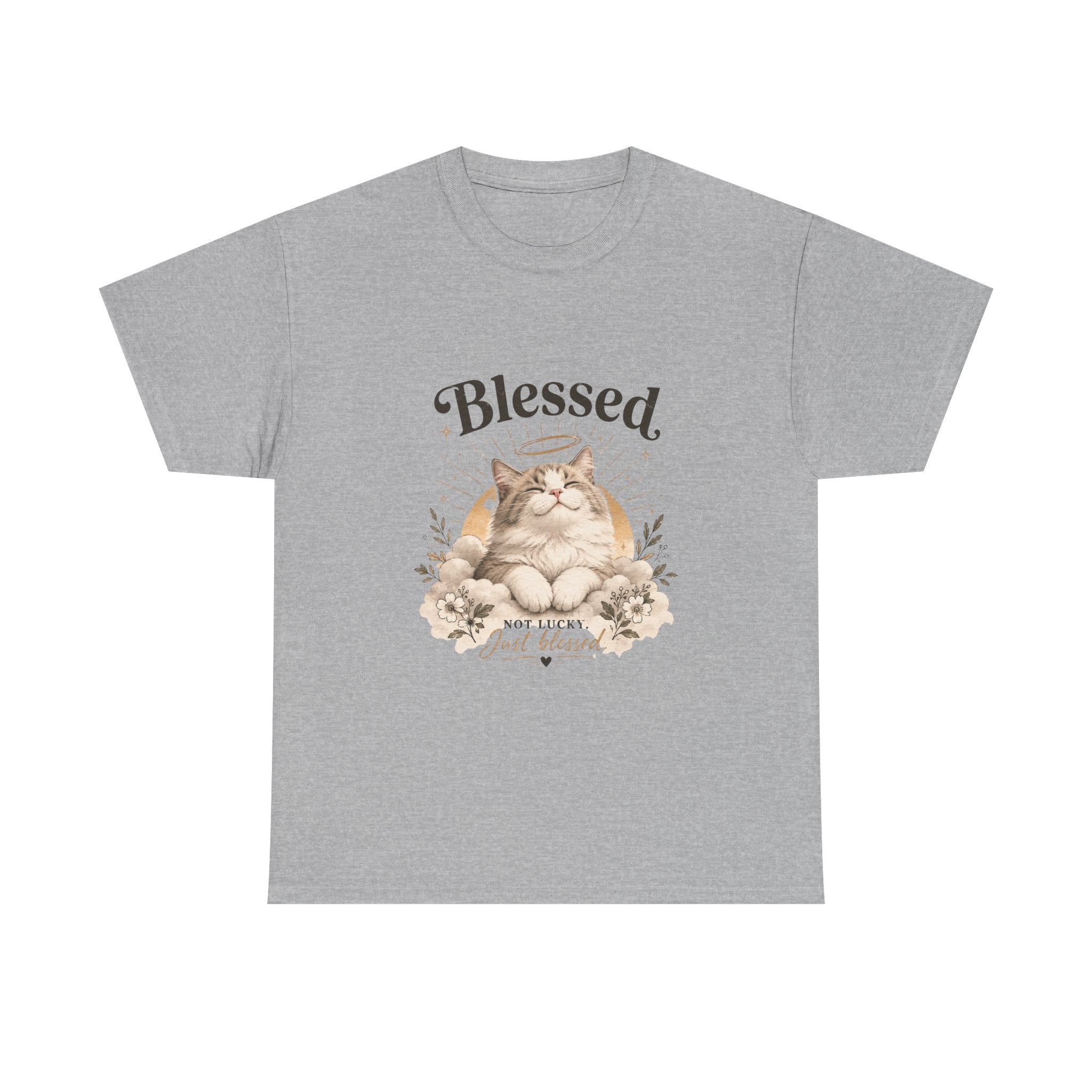 Blessed Cat T-Shirt — Cute Floral "Blessed" Cat Tee for Cat Lovers
