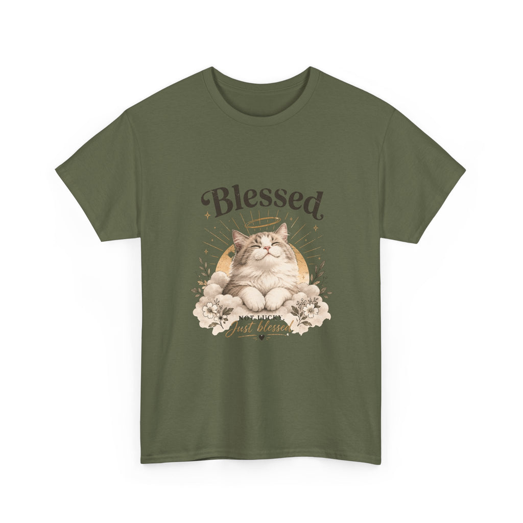 Blessed Cat T-Shirt — Cute Floral "Blessed" Cat Tee for Cat Lovers