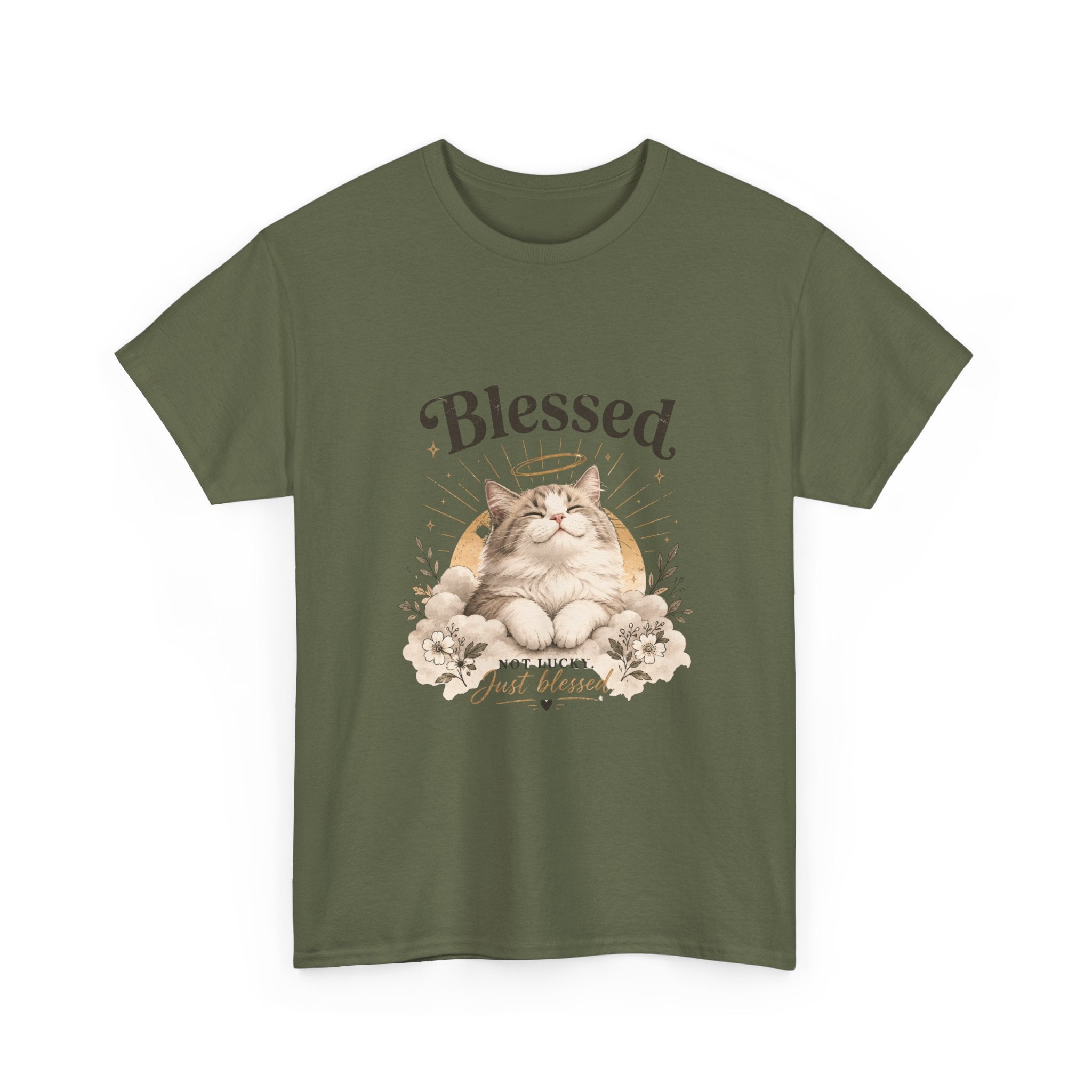 Blessed Cat T-Shirt — Cute Floral "Blessed" Cat Tee for Cat Lovers