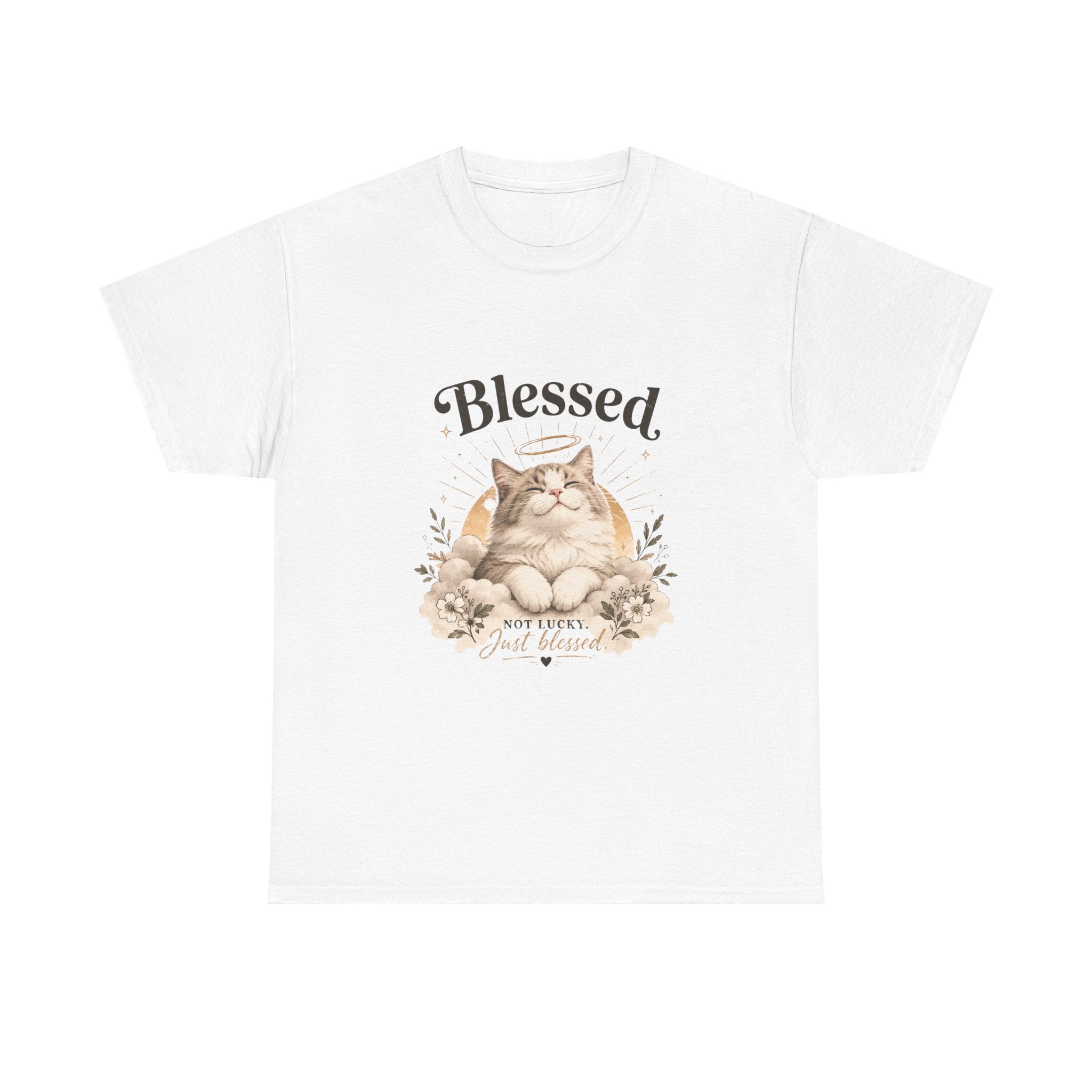 Blessed Cat T-Shirt — Cute Floral "Blessed" Cat Tee for Cat Lovers