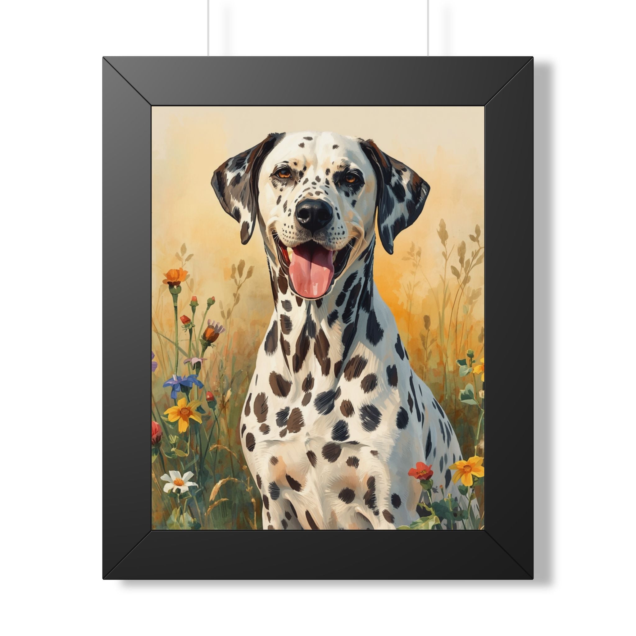 Dalmatian Dog Framed Poster — Vertical Floral Portrait Wall Art