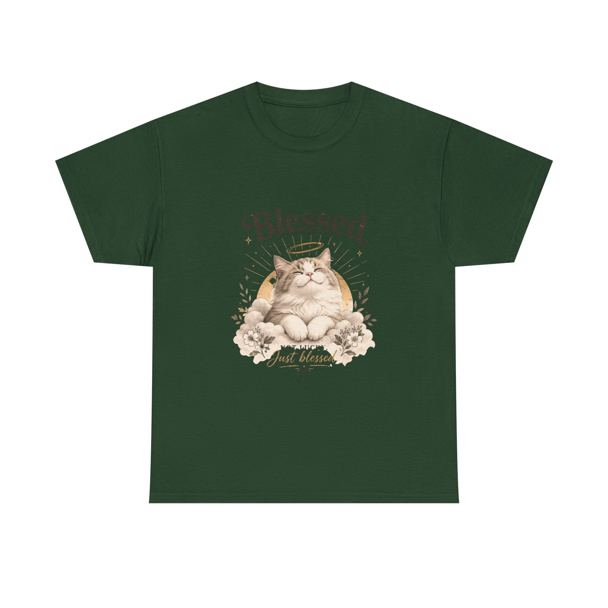Blessed Cat T-Shirt — Cute Floral "Blessed" Cat Tee for Cat Lovers