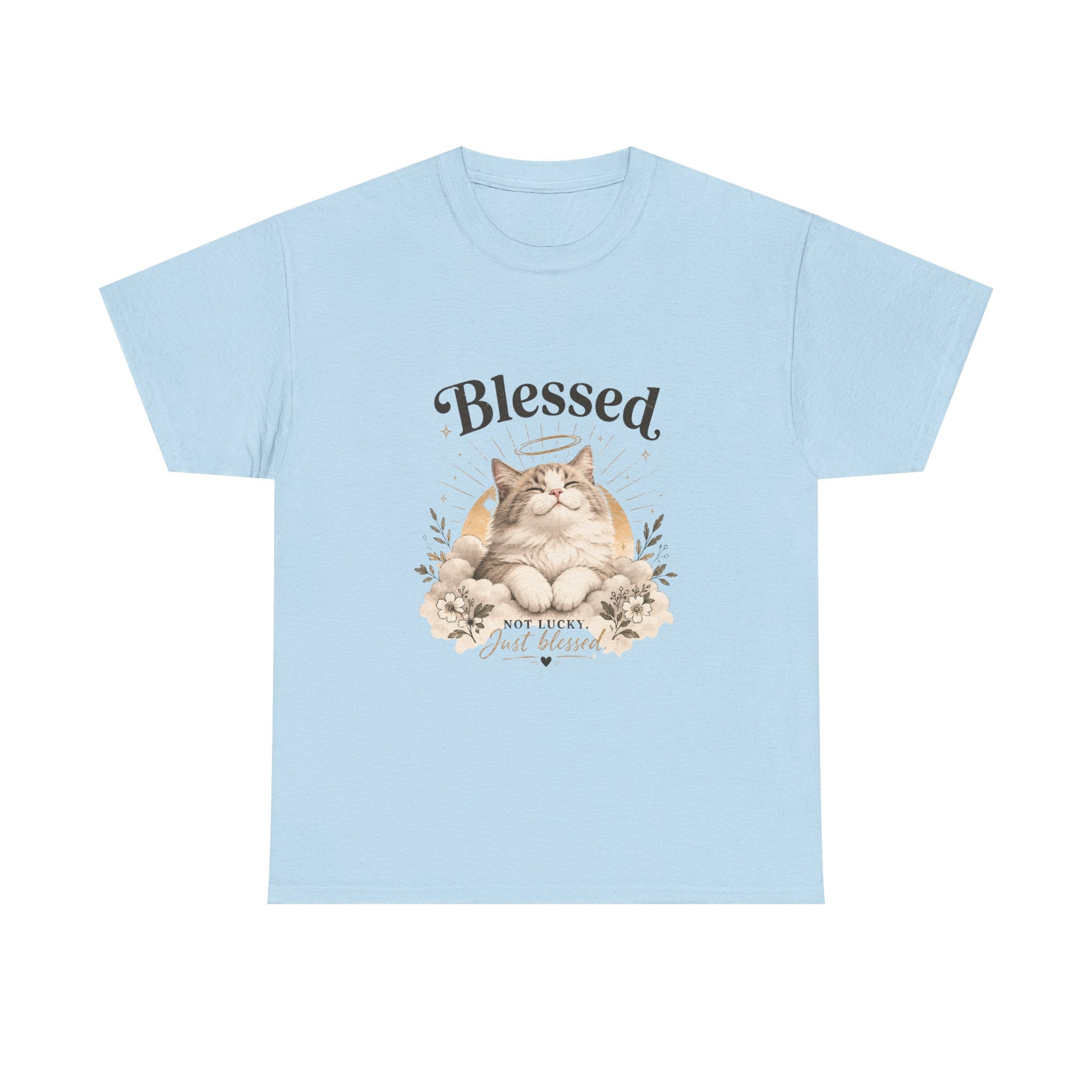 Blessed Cat T-Shirt — Cute Floral "Blessed" Cat Tee for Cat Lovers