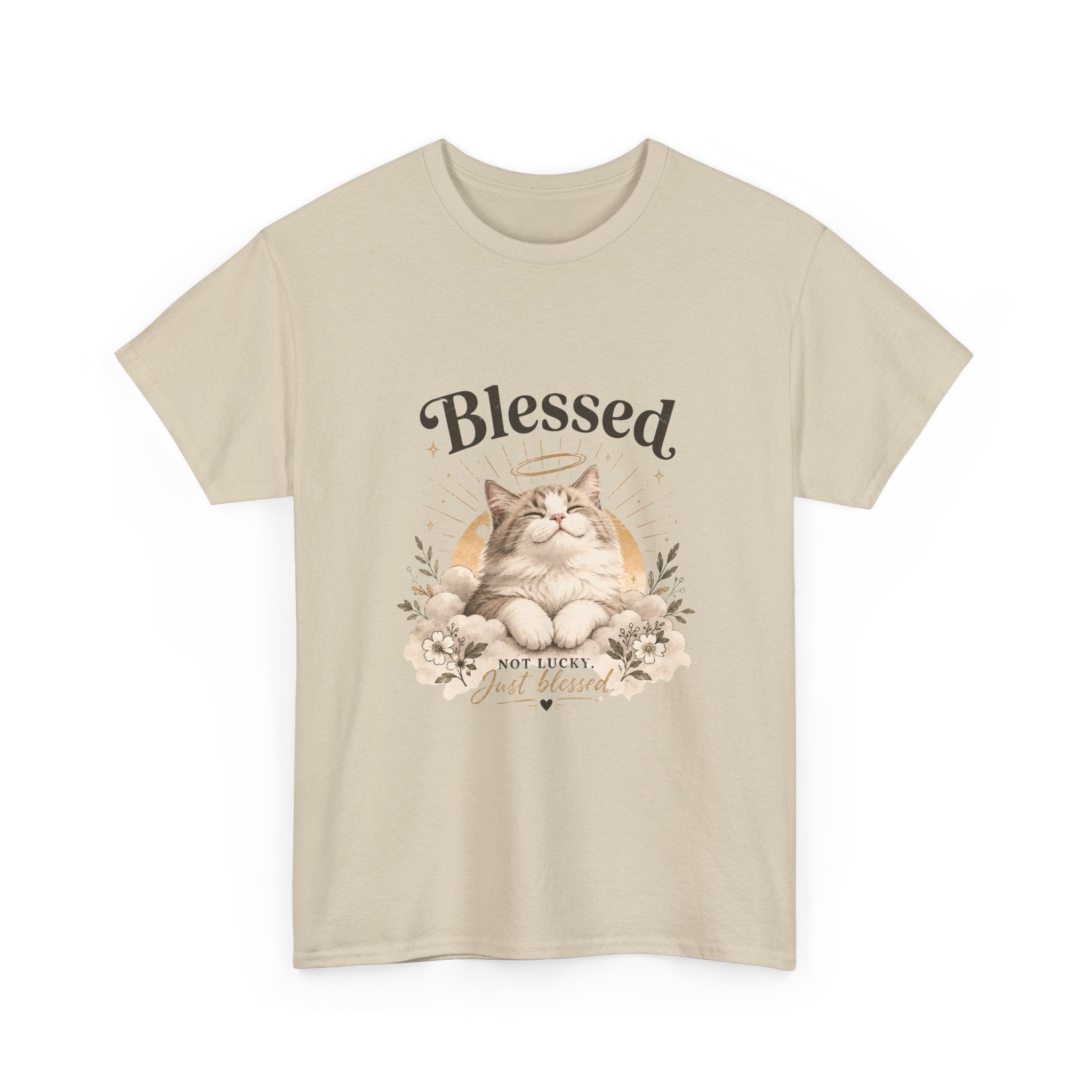 Blessed Cat T-Shirt — Cute Floral "Blessed" Cat Tee for Cat Lovers