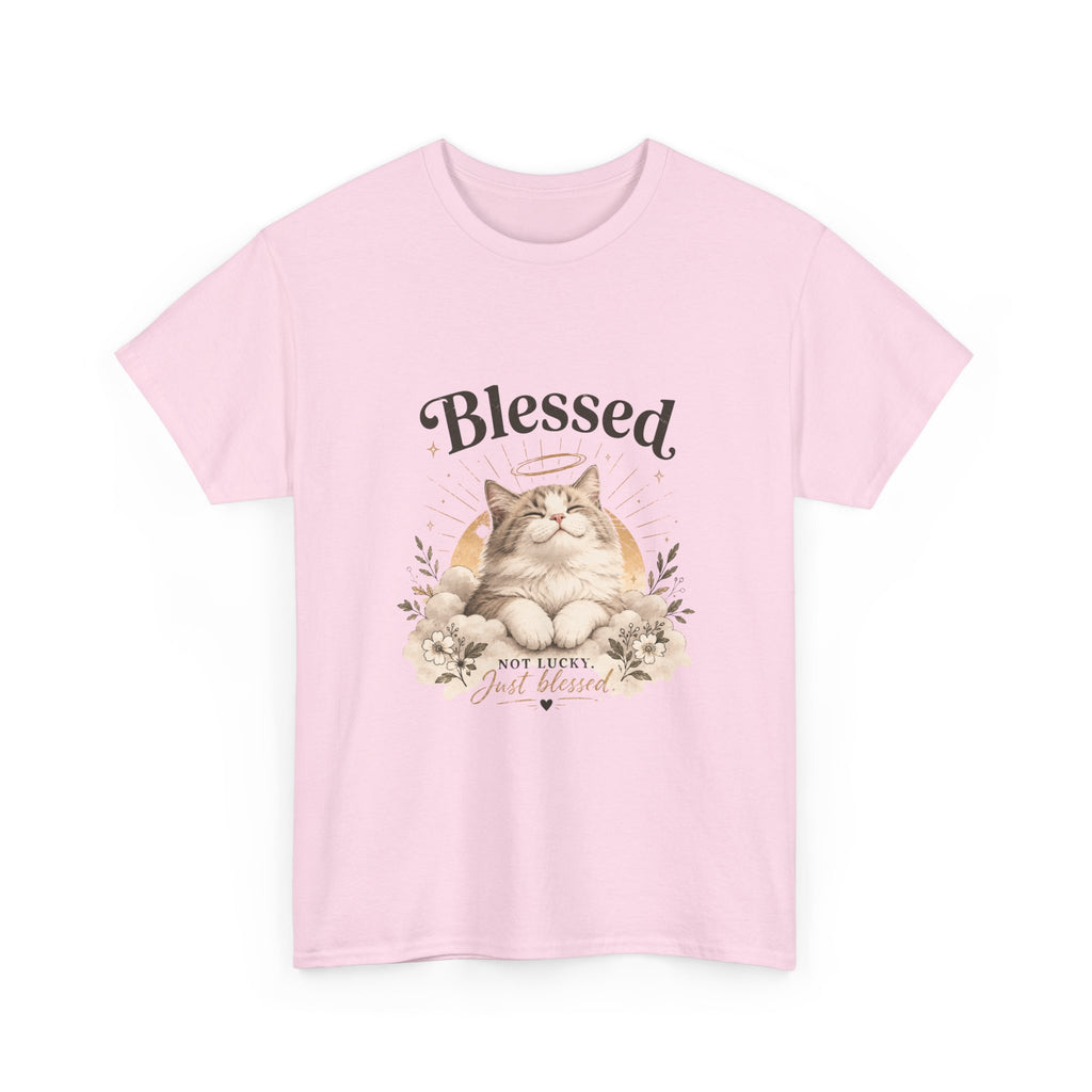 Blessed Cat T-Shirt — Cute Floral "Blessed" Cat Tee for Cat Lovers