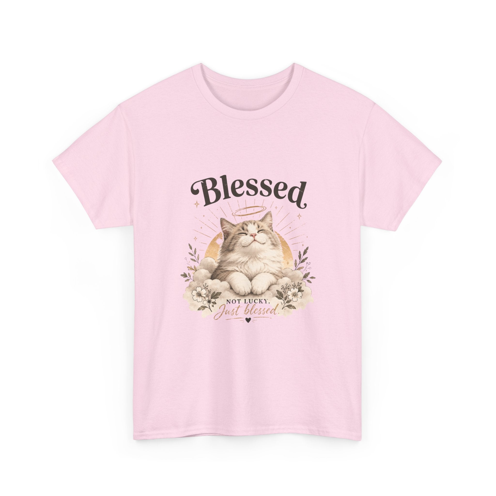 Blessed Cat T-Shirt — Cute Floral "Blessed" Cat Tee for Cat Lovers