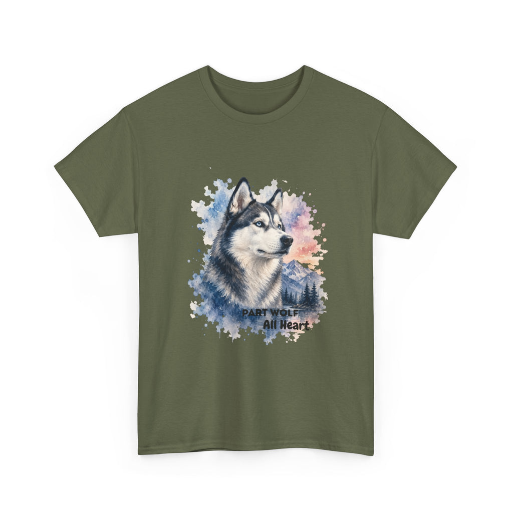 Husky Watercolor T-Shirt — "Part Wolf, All Heart"