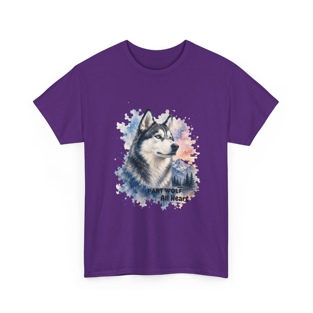 Husky Watercolor T-Shirt — "Part Wolf, All Heart"