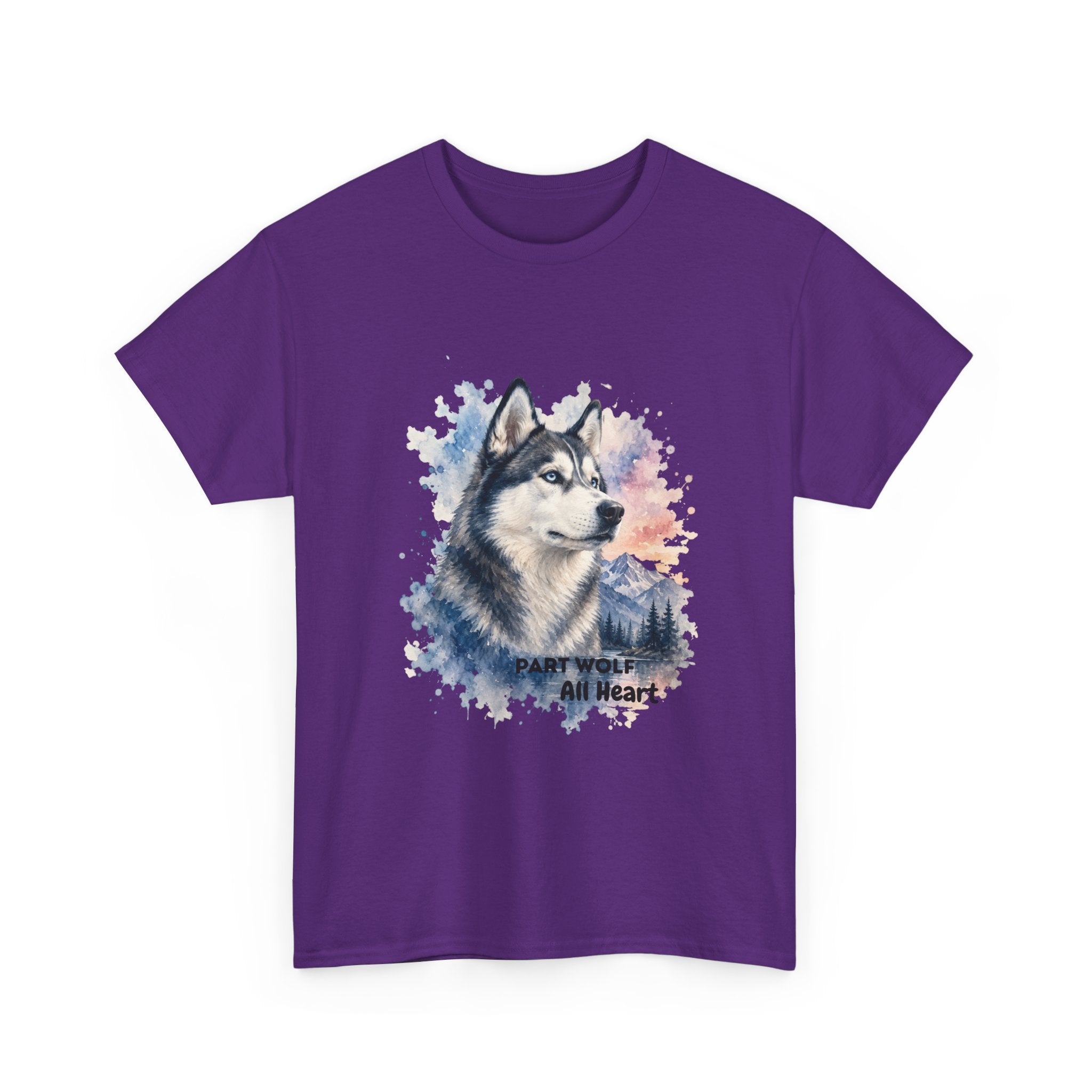 Husky Watercolor T-Shirt — "Part Wolf, All Heart"