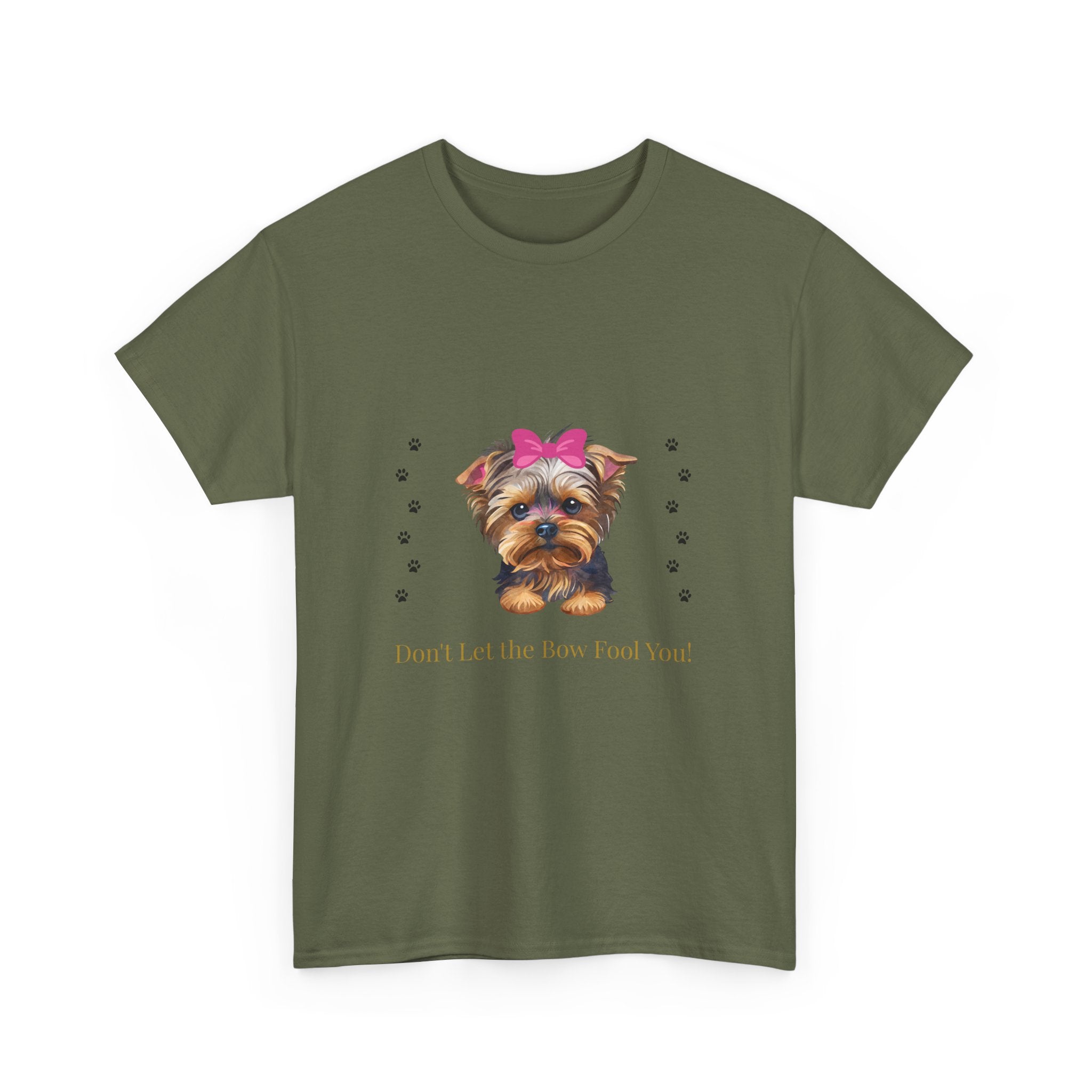 Yorkie Puppy Tee — "Don't let the bow fool you" Cute Dog Graphic T-Shirt