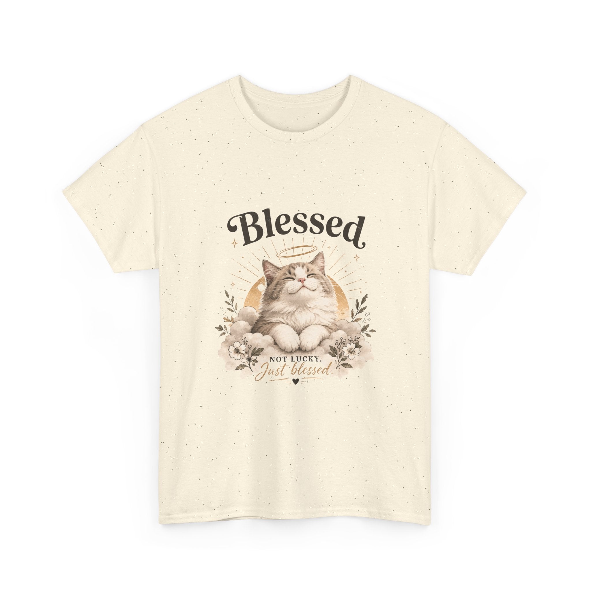 Blessed Cat T-Shirt — Cute Floral "Blessed" Cat Tee for Cat Lovers