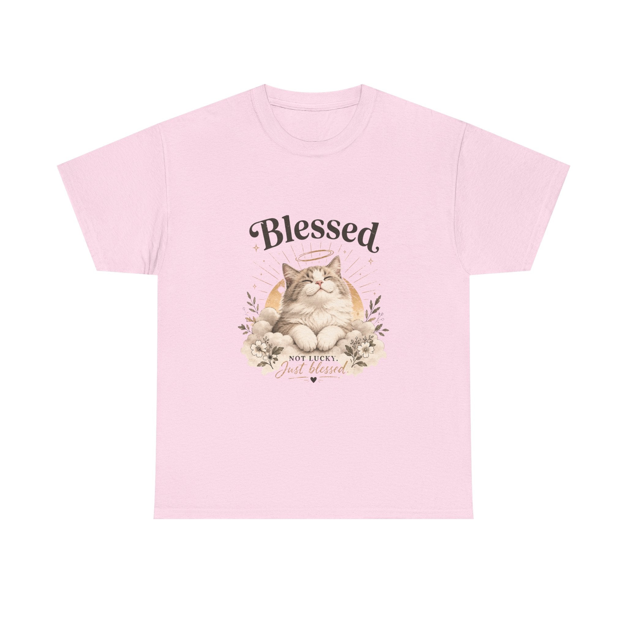Blessed Cat T-Shirt — Cute Floral "Blessed" Cat Tee for Cat Lovers