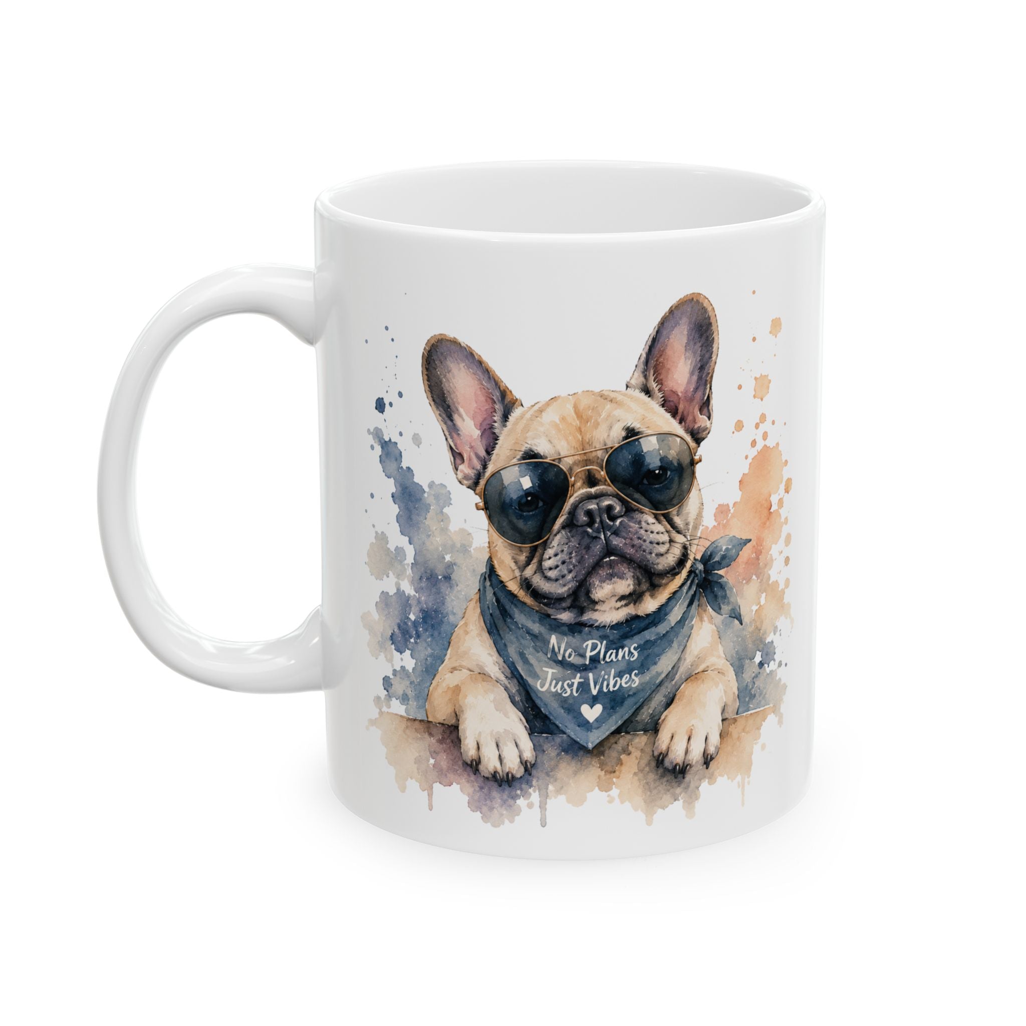Watercolor Frenchie Ceramic Mug — French Bulldog Coffee Cup (11oz & 15oz)