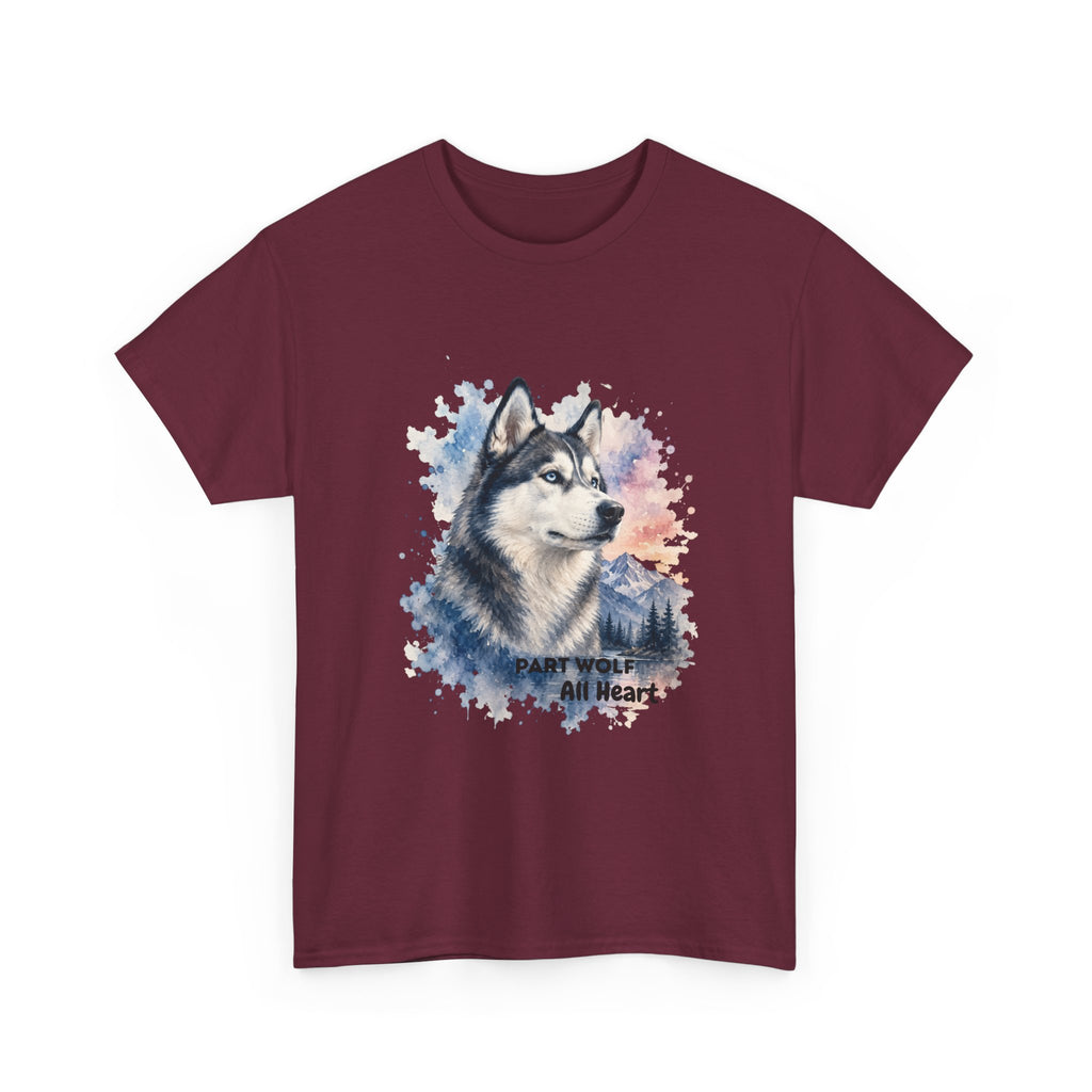 Husky Watercolor T-Shirt — "Part Wolf, All Heart"