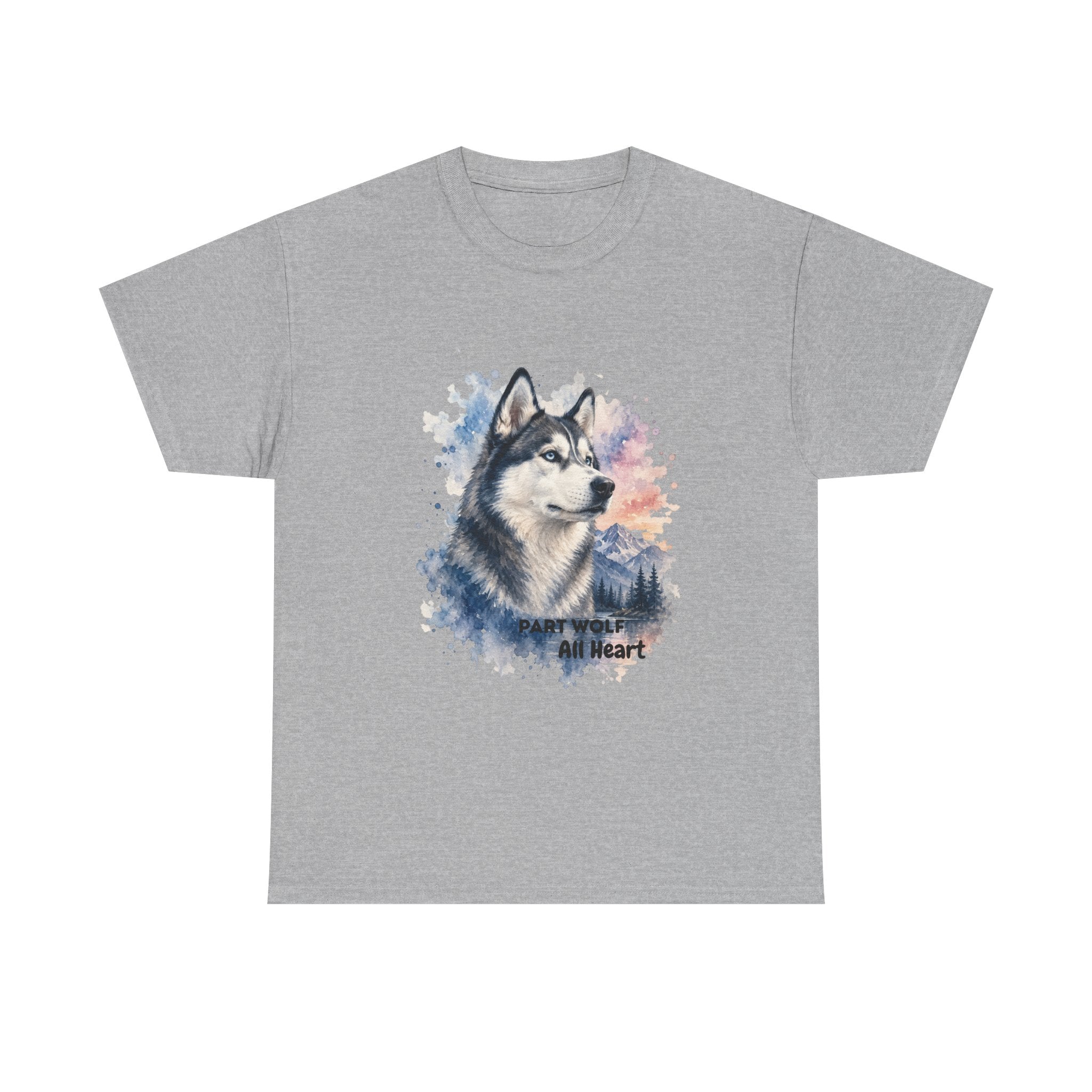 Husky Watercolor T-Shirt — "Part Wolf, All Heart"