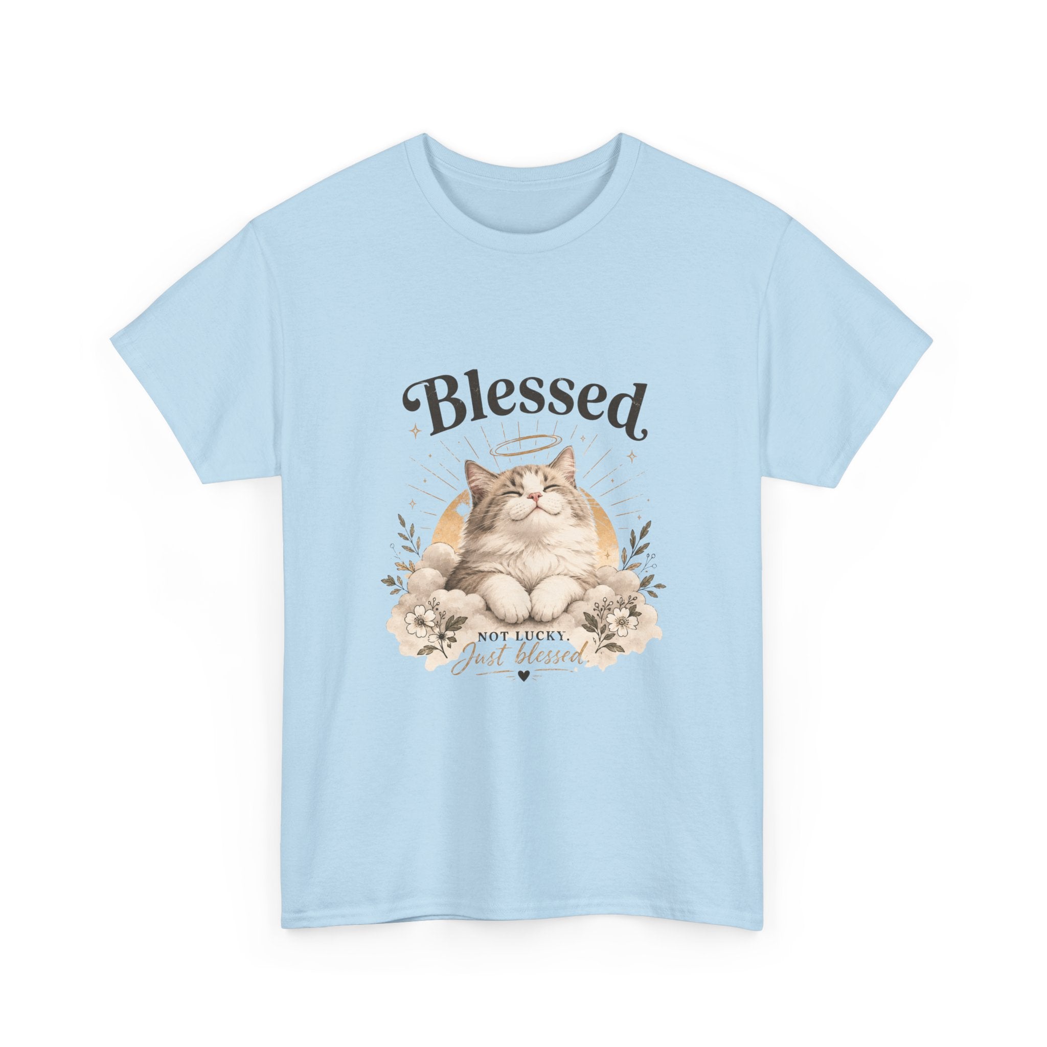 Blessed Cat T-Shirt — Cute Floral "Blessed" Cat Tee for Cat Lovers