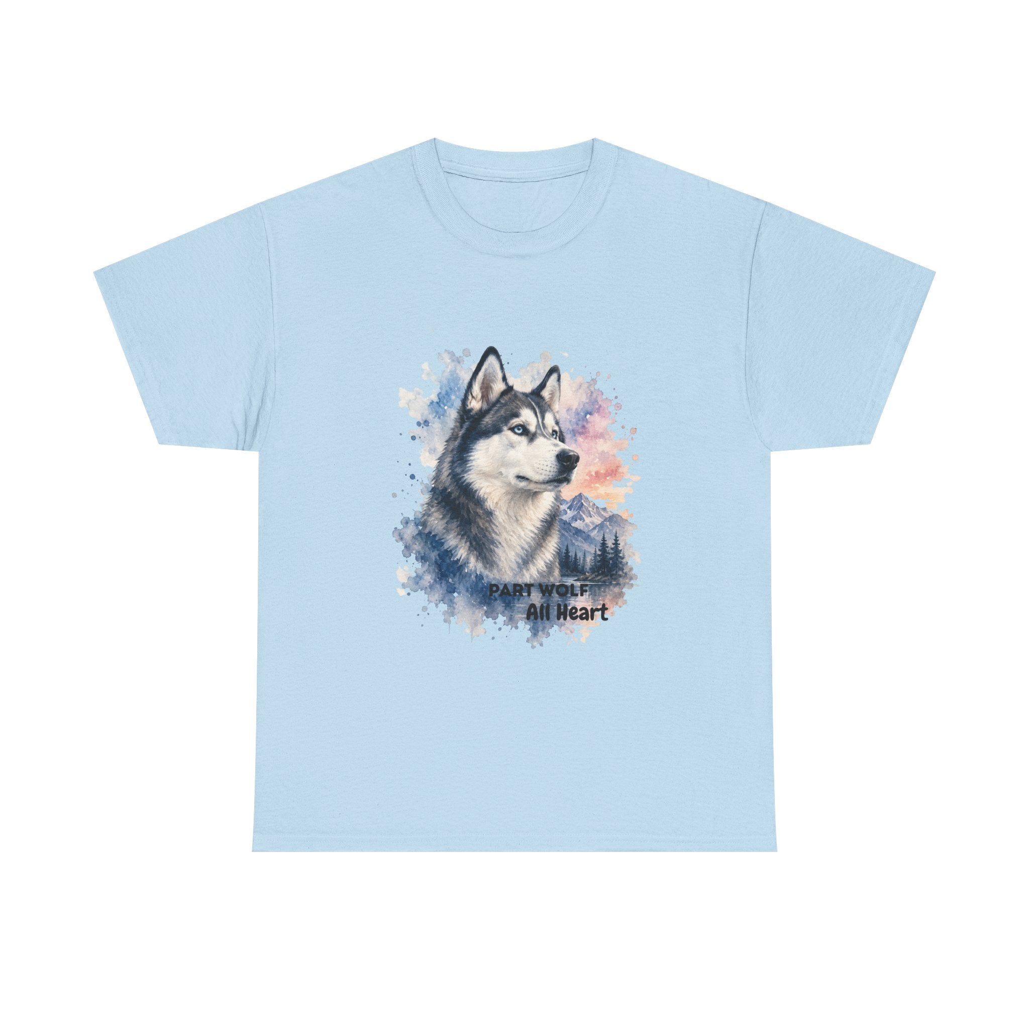 Husky Watercolor T-Shirt — "Part Wolf, All Heart"