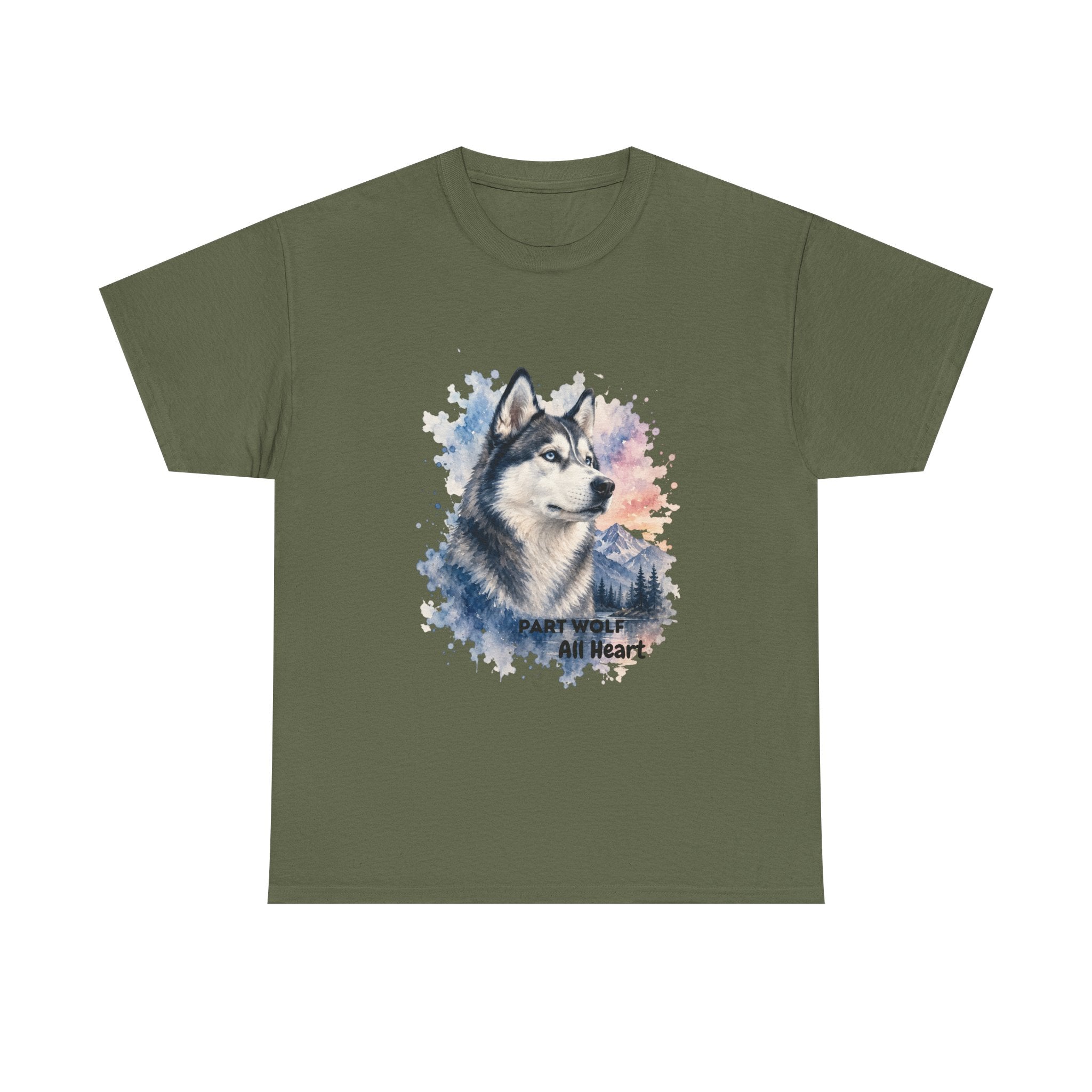 Husky Watercolor T-Shirt — "Part Wolf, All Heart"